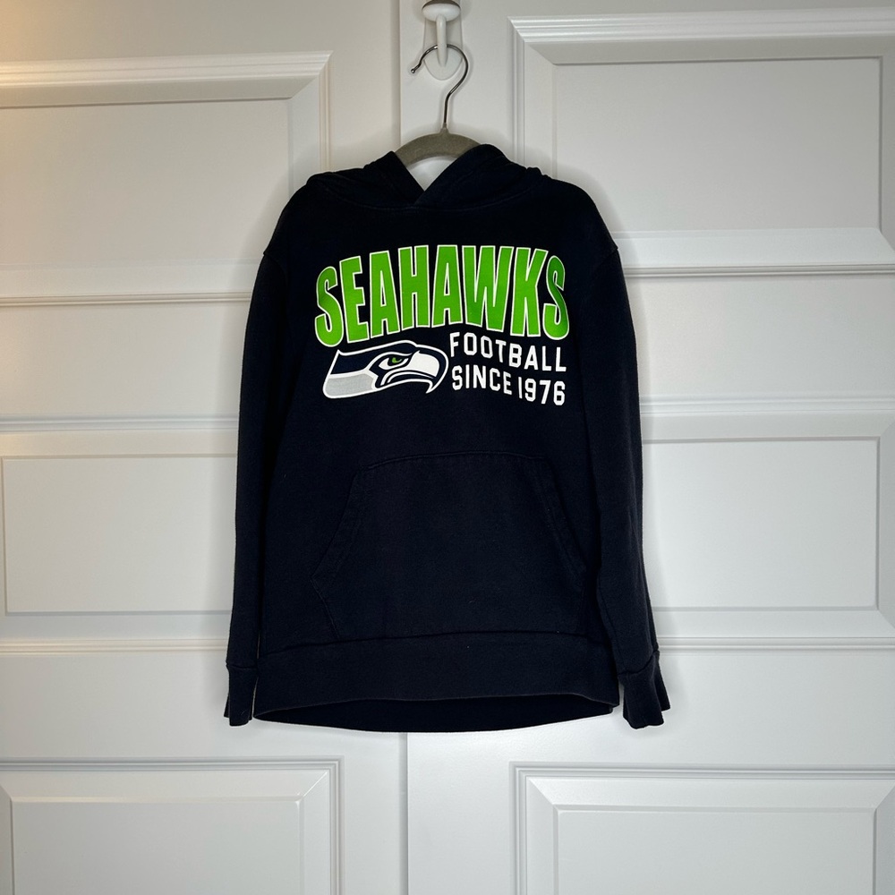 Boys Seattle Seahawks Hoodie Sweatshirt | NFL Team Apparel | Size M (8) | EUC